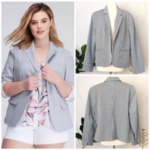 LANE BRYANT | Navy White Stripe Nautical Blazer 22